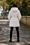 Gray Girl's Inflatable Coat with Drawstring Waist, Plush Fur Inside and Removable Hood 24891 - 4