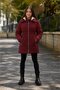 Burgundy Girl's Inflatable Coat with Drawstring Waist, Plush Fur Inside, and Removable Hood 24893 - 3