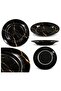 11 Inch Deep Plate Set of 4, Black Stone Gold Marble Design Dinner Plates, 28 cm Large Soup Pasta Curry Serving Plates for Home Kitchen Dining,BB1763 - 4