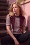 Additional collar striped knitwear blouse bordo