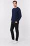 Men's Navy Blue Crew Neck Diamond Knit Corspan Knitwear - 3