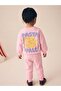 Girl's Sweatshirt and Patterned Sweatpants Set - 2