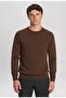 Men's Brown Crew Neck Diamond Knit Corspan Knitwear