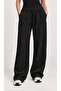 Women's Black Wide-Leg Modal Palazzo Sweatpants with Tie Waist - 2