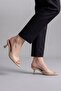 Sermoda Heeled Women's Slippers - 5 cm Thin Heeled Women's Slippers Beige - 6