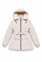 Gray Girl's Detachable Hooded Inflatable Coat with Belt and Fur Inside 24880 - 4