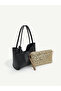 Black Gold Shk353 Women's Large Shoulder Bag and Star Pattern Zippered Portfolio Clutch Bag Set of 2 - 2
