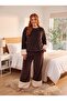 New Season Women's Velvet Crew Neck Plush Detailed Special Design Long Sleeve Plus Size (Oversize) Pajama Set