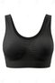 Supported Sports Bra with Push up Pads, Seamless Bustier, Black