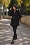 Black Girl's Plush Fur Inside, Tassel Detailed, Removable Hooded, Long Cut Coat 24866 - 2