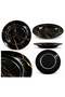 10 Inch Deep Plate Set of 4, Black Stone Gold Marble Design Dinner Plates, 25 cm Large Soup Pasta Curry Serving Plates for Home Kitchen Dining,BB1764 - 4
