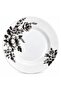 11 Inch Deep Plate Set of 4, Grey Flora Floral Design Dinner Plates, 28 cm Large Soup Pasta Curry Serving Plates for Home Kitchen Dining,BB1678 - 2
