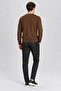 Men's Brown Crew Neck Diamond Knit Corspan Knitwear - 5