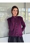 Maisie Ruffle Detailed Pearl Buttoned Knitwear Cardigan Women's Plum - 4