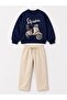 Children's Vespa Motor Printed Crew Neck Sweatshirt and Wide Leg Sweatpants 2-Piece Set - 2