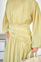 Women's Pleated Detailed Balloon Sleeve Dress in Fat Green - 5