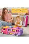 Princess Transformer Transport Truck Toy for Girls Pink Vehicle Set with 6 Mini Cars Foldable Race Track 2 Player Game Light & Sound Push Truck - 7