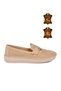 Beige Genuine Leather Anatomical Comfortable Sole Women's Casual Shoes Loafer Z093