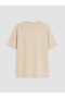 Beige Plus Size Crew Neck Women's T-Shirt - 3
