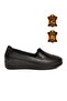 Black Genuine Leather Anatomical Comfortable Sole Side Elastic Women's Casual Shoes 9120