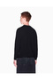 Men's Long Sleeve Round Neck Black Sweater - 4
