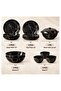 12 Pcs Melamine Dinner Set | Black & Gold Marble Design Dinnerware Set with 10" Deep Plates, 10" Flat Plates, 8.5" Bowl, 10" Bowl with Lid & 5" Bowls - 2