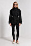 High Collar Belted Trench Coat Lgx0020 Black - 2