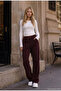 Women's Burgundy W6-35 Flare Fit Slim Ribbed Flexible Velvet Fabric Trousers - 7