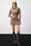 Arosa women's elastic waist plaid slim mini brown skirt - 5