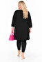 Plus Size Stone and Eyelet Detailed Pocketed Crew Neck Capri Sleeve Women's Tunic - 2
