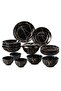 12 Pcs Melamine Dinner Set | Black & Gold Marble Design Dinnerware Set with 10" Deep Plates, 10" Flat Plates, 8.5" Bowl, 10" Bowl with Lid & 5" Bowls - 4
