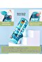 Button Straw Water Bottle 550 ml Boys Blue Leakproof School Kids 18 oz Automatic Drinking Bottle Toddlers Press On Refillable BPA free (Vehicles) - 4