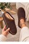 Women's Brown Thick Sole Fur Lined House Slippers Home Shoes - 2