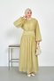 Women's Pleated Detailed Balloon Sleeve Dress in Fat Green - 2