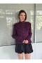 Maisie Ruffle Detailed Pearl Buttoned Knitwear Cardigan Women's Plum - 3