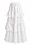 Ecru Layered Pleated Skirt - De241007