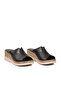 Black Anatomical Soft Sole Genuine Leather Women's Wedge Heeled Slippers 9207 - 3