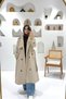 7557 Belted Trench Coat with Windbreaker Detail - Stone