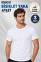 Men's Crew Neck Short Sleeve Undershirt (Tutku Authorized Seller) 100% Cotton 3 Pieces – White