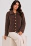 Women's Shirt Collar 7 Heart Gold Buttoned Long Furry Embroidered Knitwear Jacket - 3