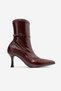 Andora Burgundy Crinkled Patent Leather Women's Heeled Boots - 8