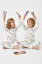 Unisex Children's Paintable Patterned 100% Cotton Single Jersey Fabric Long Sleeve Pajama Set - 2