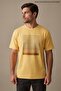 Yellow Men's Gradient Tape Printed Crew Neck T-Shirt - 4