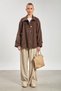 7532 High Collar Zippered Trench Coat with Pockets - Brown - 3