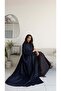 Mwt1256 - Navy Blue Jacquard Abaya - 4