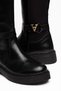 Women's Black Shiny Leather - Diving Buckle Detailed Boots - 3