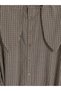 Özmarka New Season Beige Scarf Collar Plaid Shirt Dress - 6