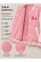 Girls' Pink Piped College Jacket 3-Yarn Shardooned Fabric (Thick) - 7