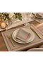 Set of 6 Embroidered Piko Stone Color American Placemats 35X45 cm – Stylish Linen Look Placemats - 2