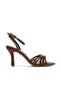 Women's Brown Satin Ankle Strap Pointed Toe Thin Heel Stiletto Evening Dress Heeled Shoes Forty - 2